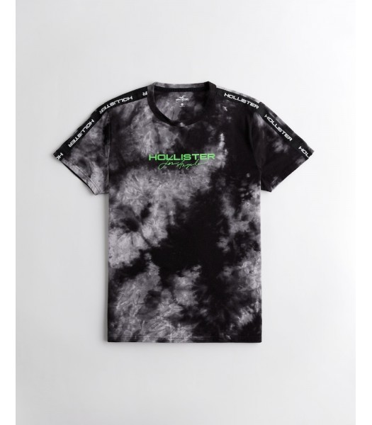 Hollister Black Tie-Dye Tech Print Graphic Tee
